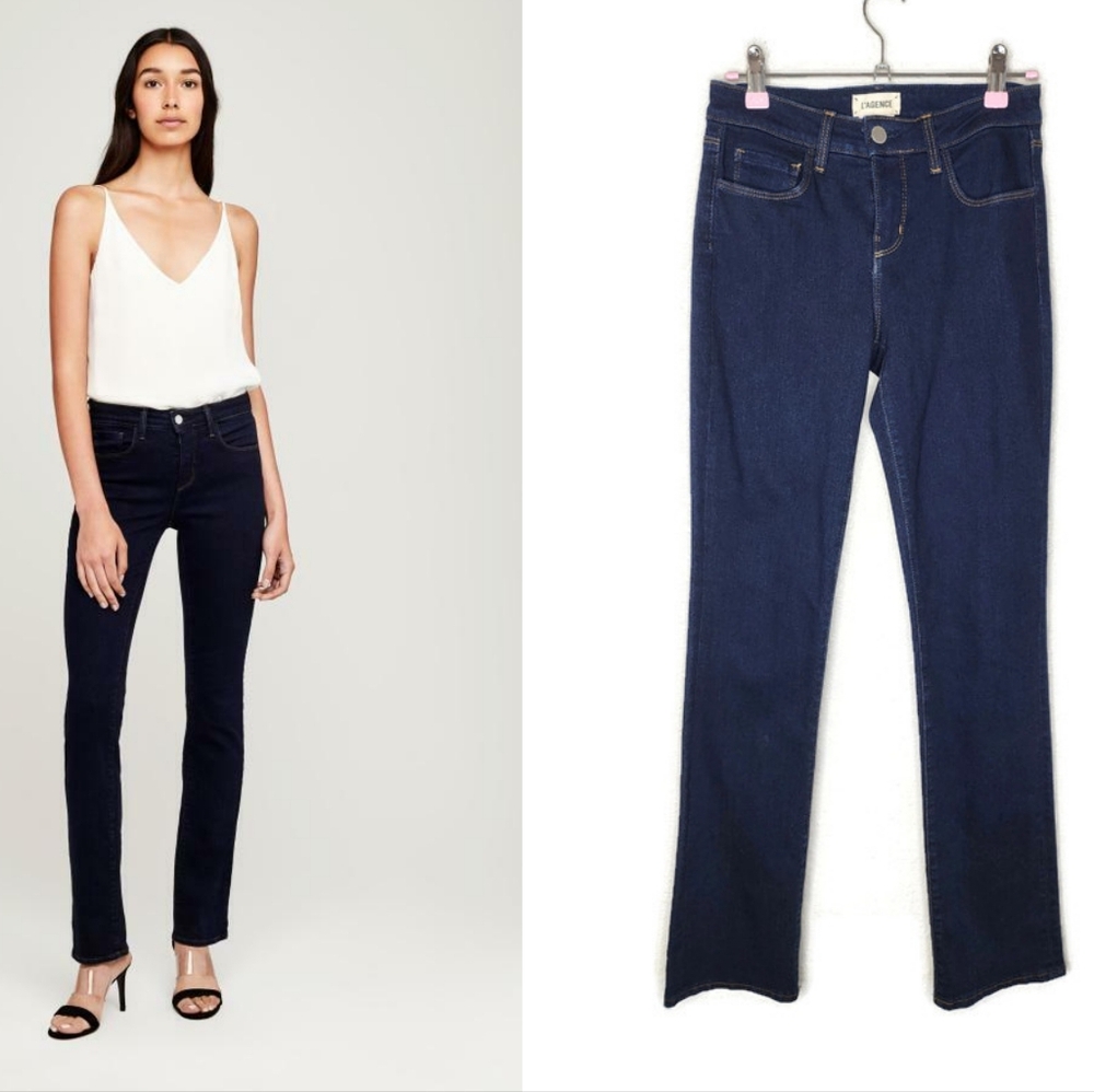 L'AGENCE Selah Straight Leg Jeans in Midnight Size 24
